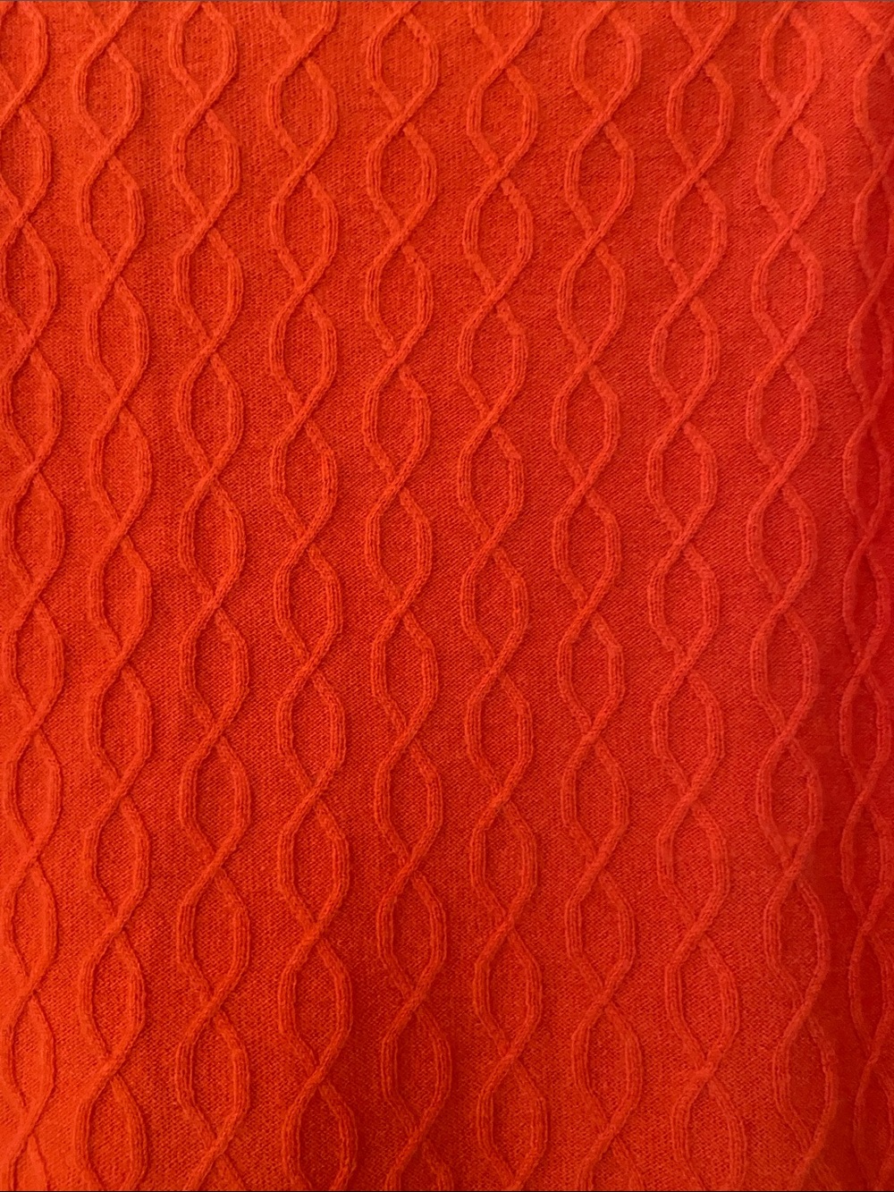 GUAUR Cashmere Cable Knit Short Sleeve Sweater in Bright Orange, Size Medium - Picture 6 of 12